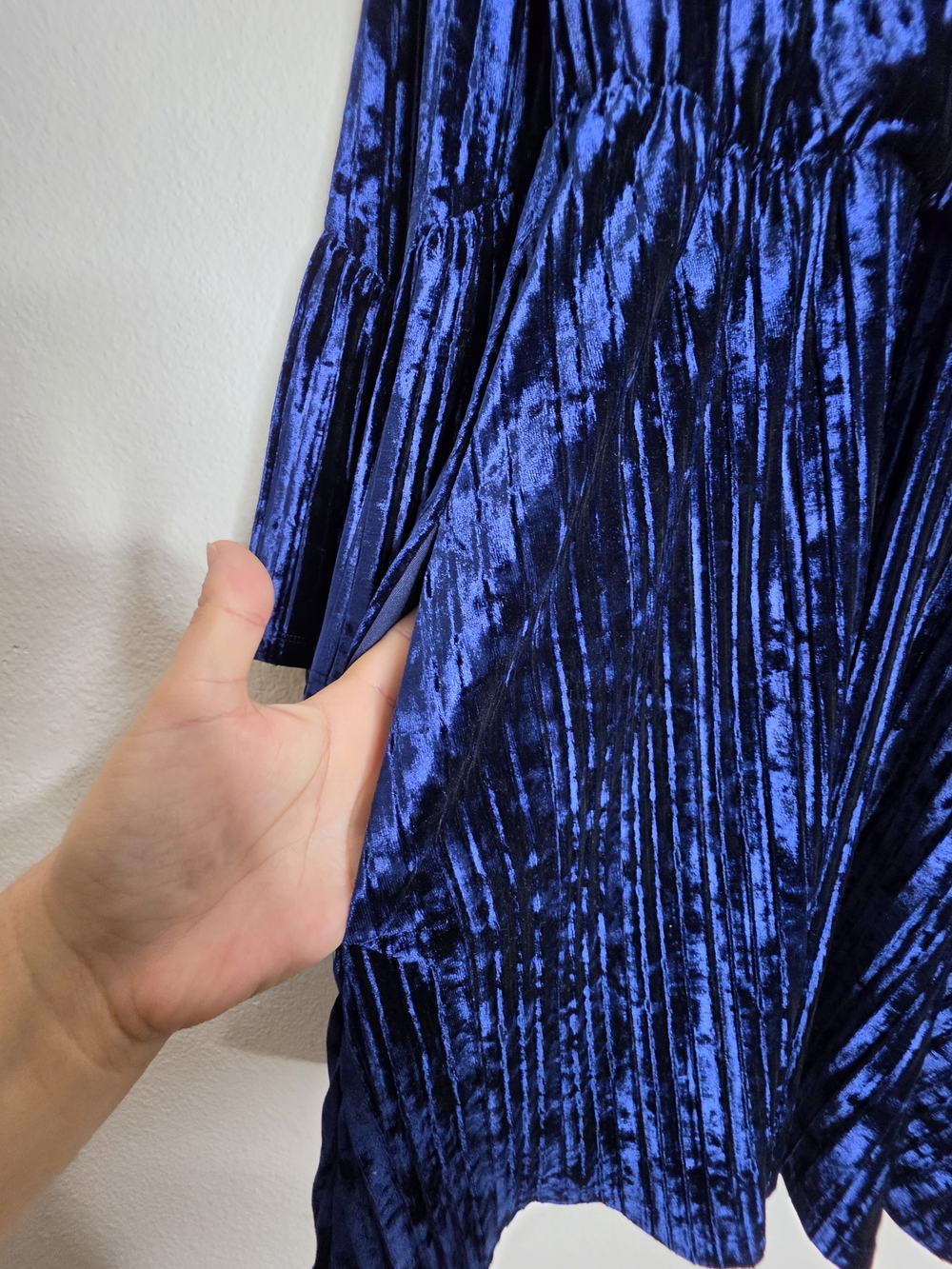 Laundry by Shelli Segal Royal Blue Crushed Velvet Lace Trim Dress Small - Picture 10 of 13